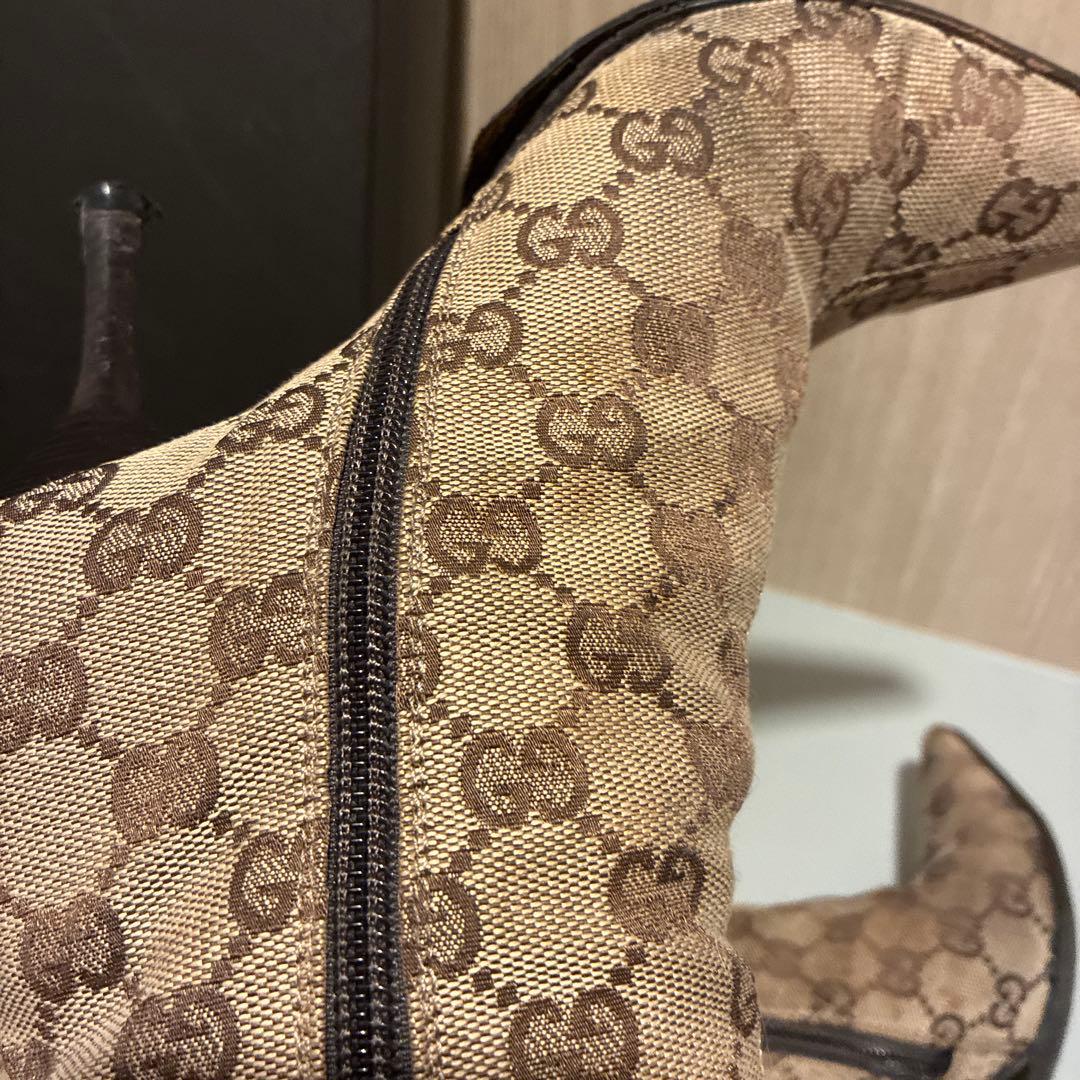 GUCCI GGパターン ロングブーツ ベージュ/ブラウン