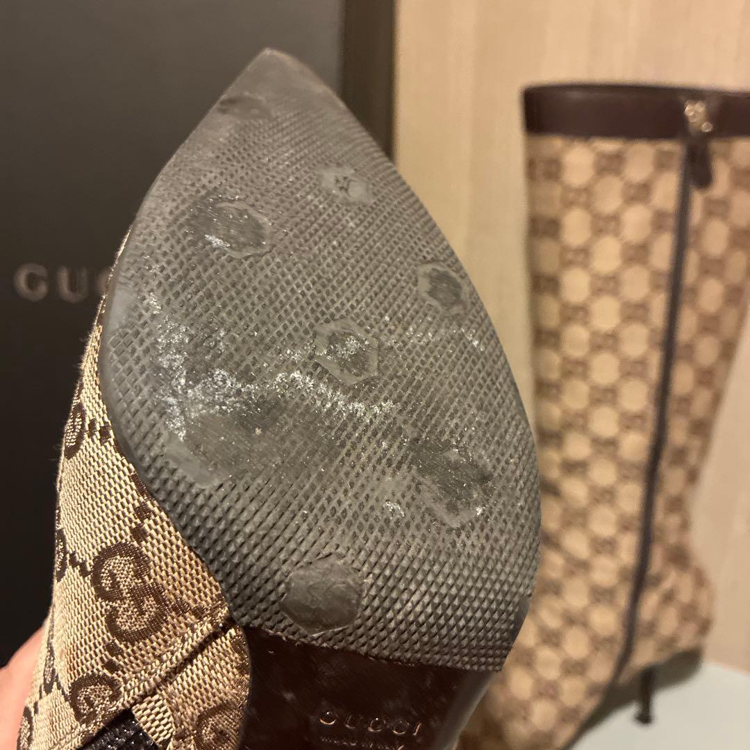 GUCCI GGパターン ロングブーツ ベージュ/ブラウン