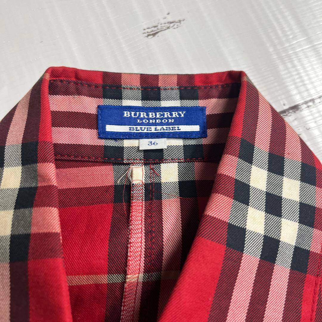 Burberry Blue Label レッド　ノバチェックワンピース 36