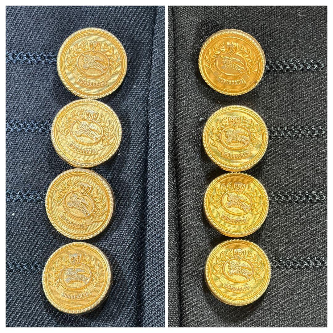 美品 バーバリー 紺ブレ 刻印金ボタン ネイビー シングル XL