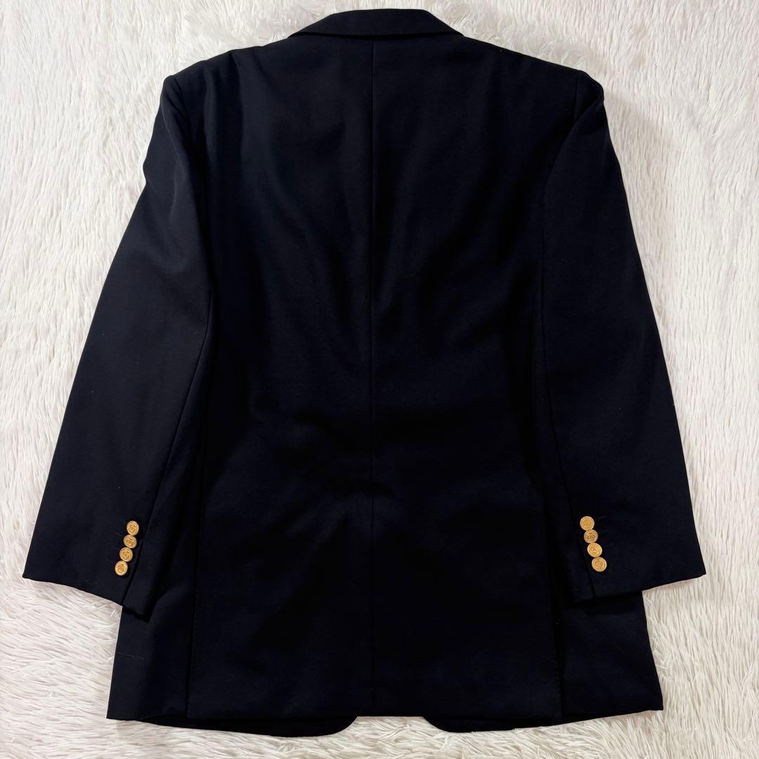 美品 バーバリー 紺ブレ 刻印金ボタン ネイビー シングル XL