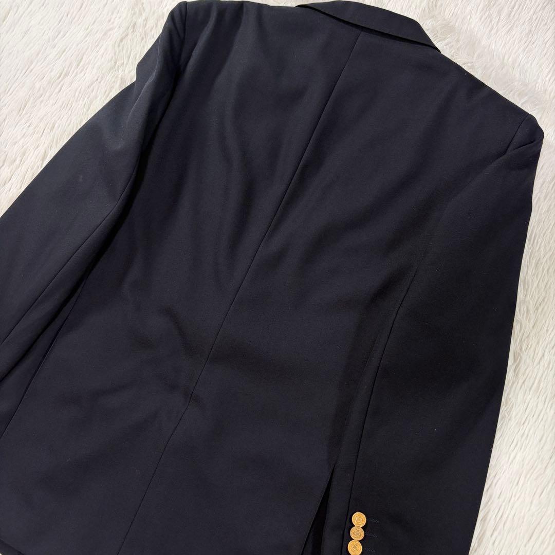 美品 バーバリー 紺ブレ 刻印金ボタン ネイビー シングル XL