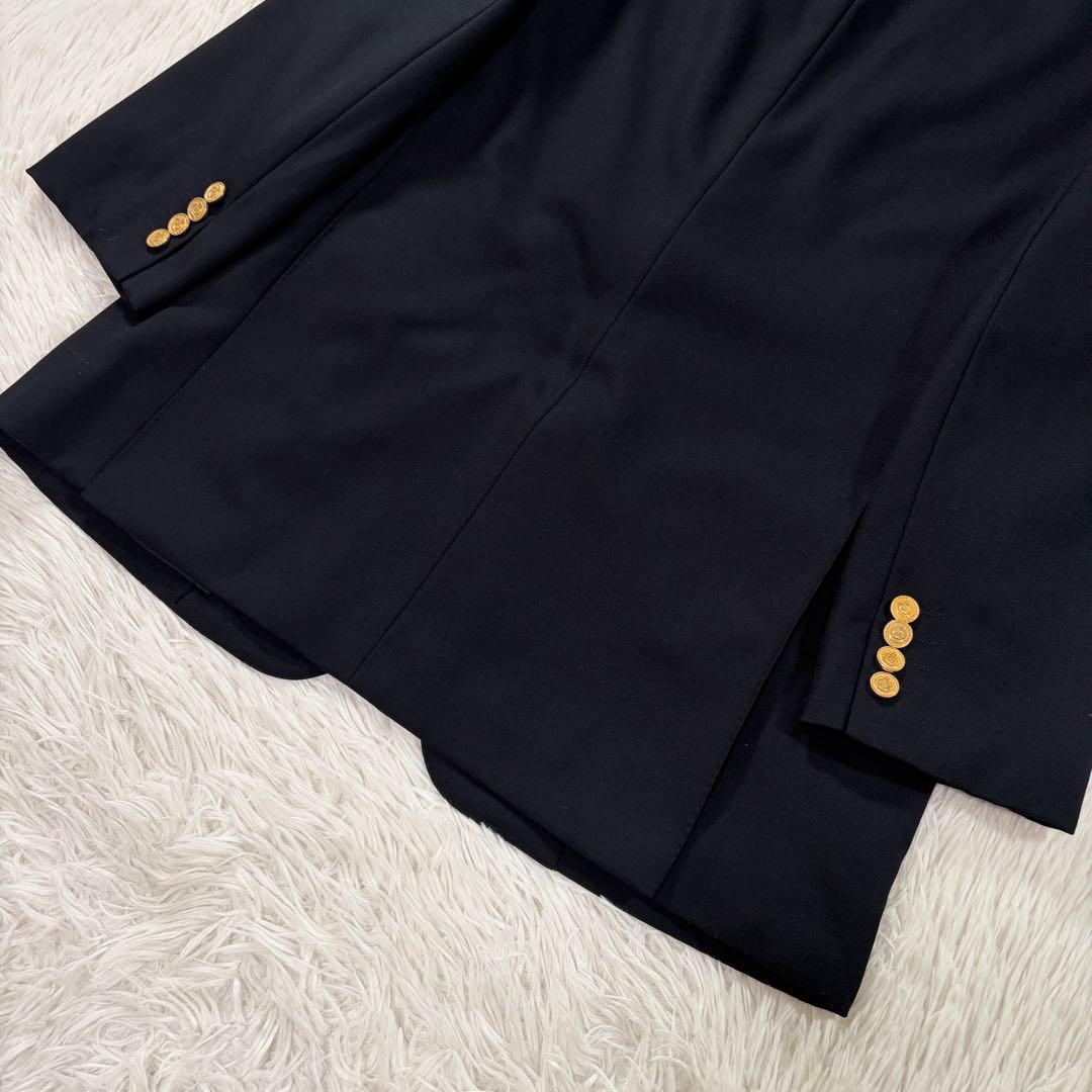 美品 バーバリー 紺ブレ 刻印金ボタン ネイビー シングル XL