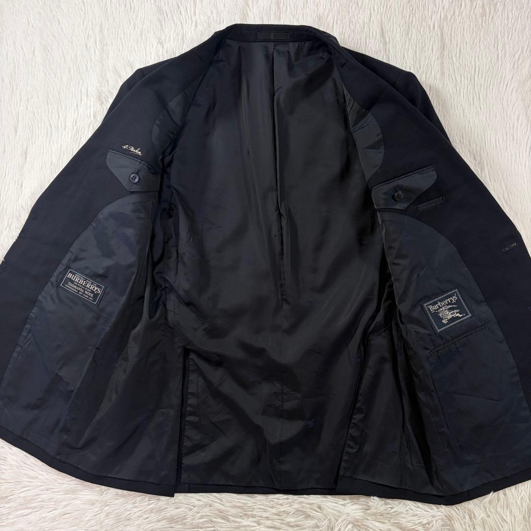 美品 バーバリー 紺ブレ 刻印金ボタン ネイビー シングル XL