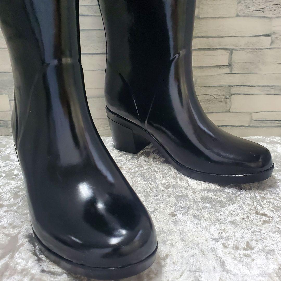 【美品】✨kate spade 24cm レインブーツ 黒 リボン 水玉 7