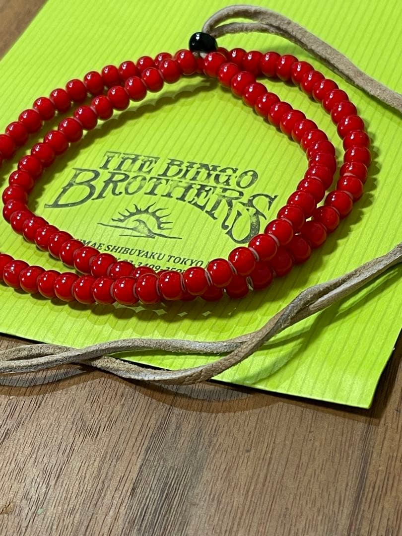【新品】THE BINGO BROTHERS 一連赤ビーズ ホワイトハーツ