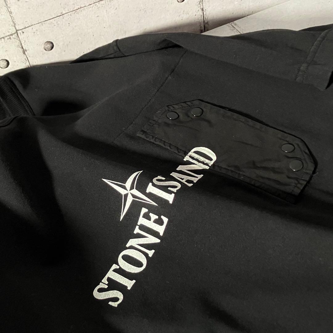 真贋鑑定済 ☆ ストーンアイランド センターロゴ ポケットTシャツ L ブラック