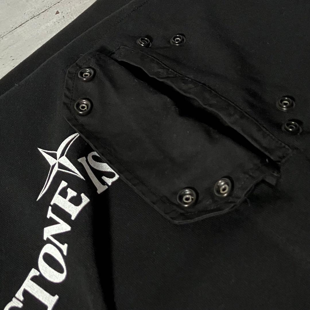 真贋鑑定済 ☆ ストーンアイランド センターロゴ ポケットTシャツ L ブラック