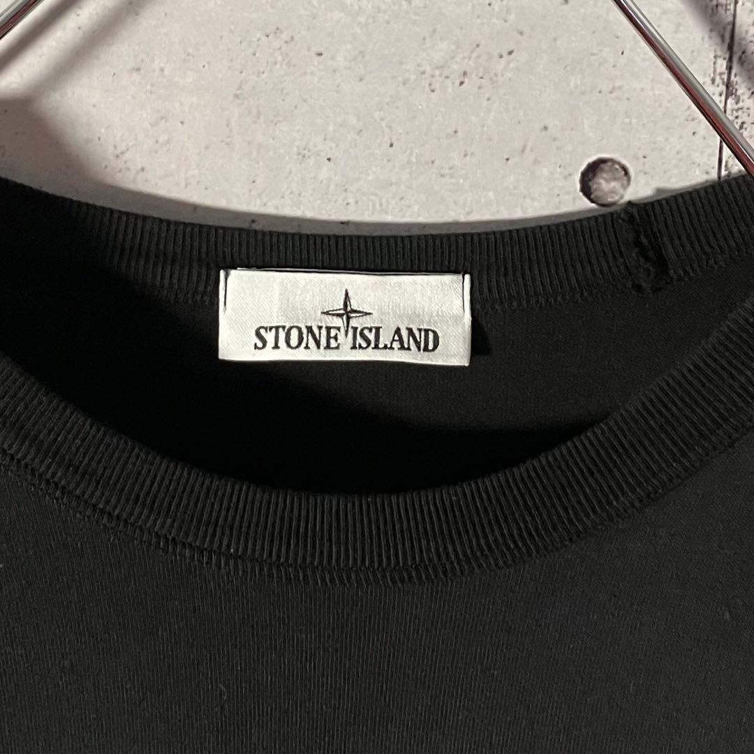 真贋鑑定済 ☆ ストーンアイランド センターロゴ ポケットTシャツ L ブラック