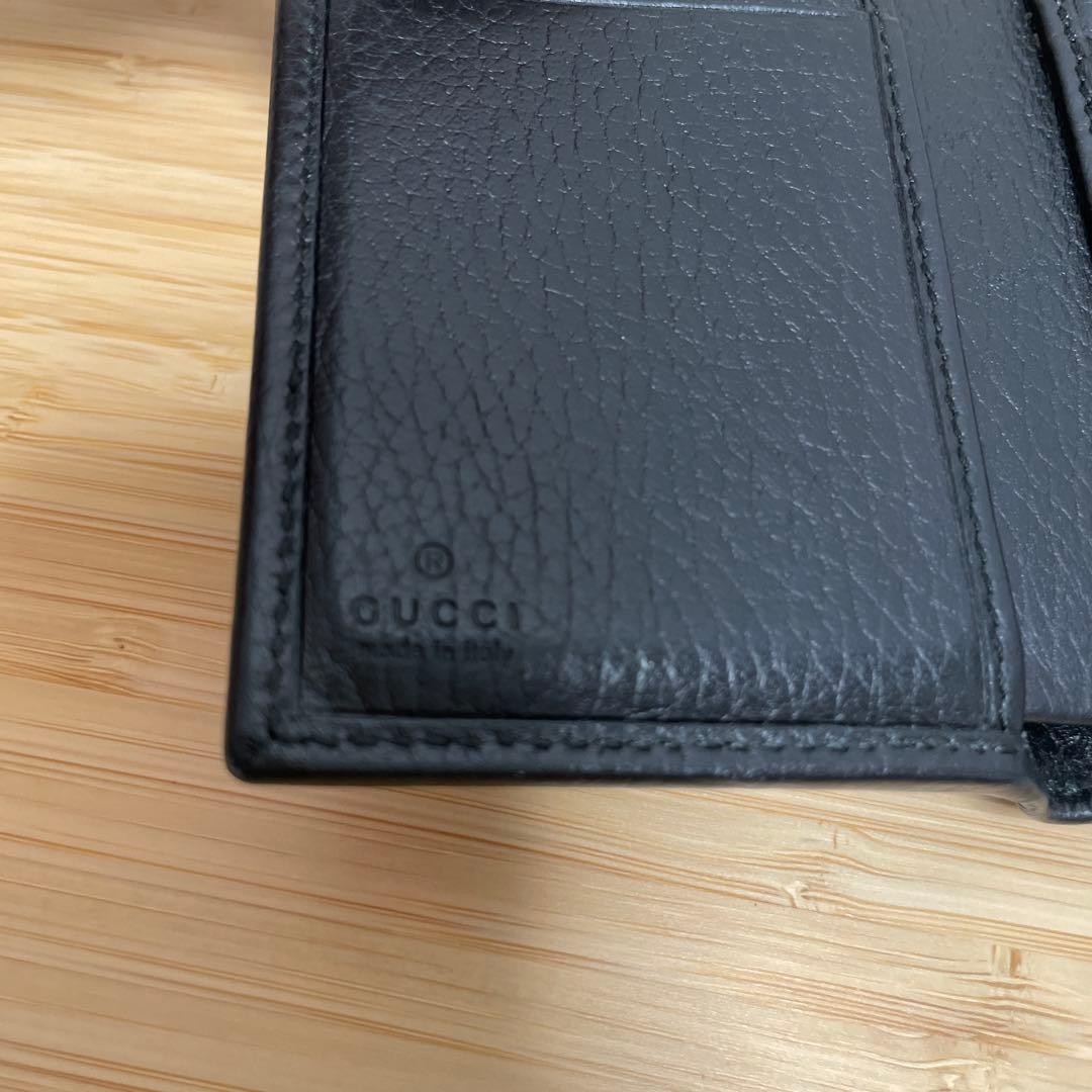 【GUCCI】三つ折り財布　マーモント GG レザー ブラック