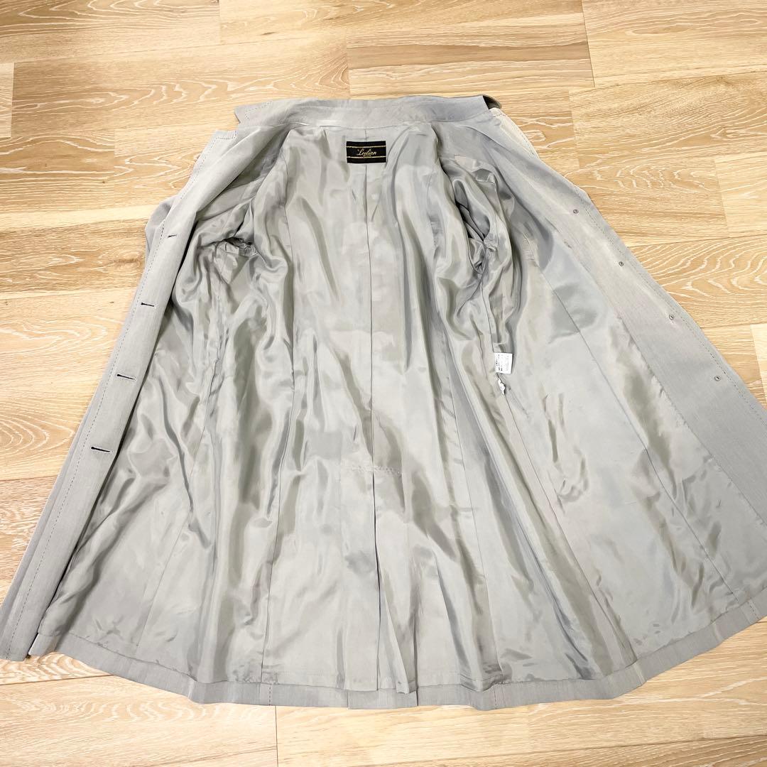【 美品 】Leithan スプリングコート ライトグレー 13+号 シルク