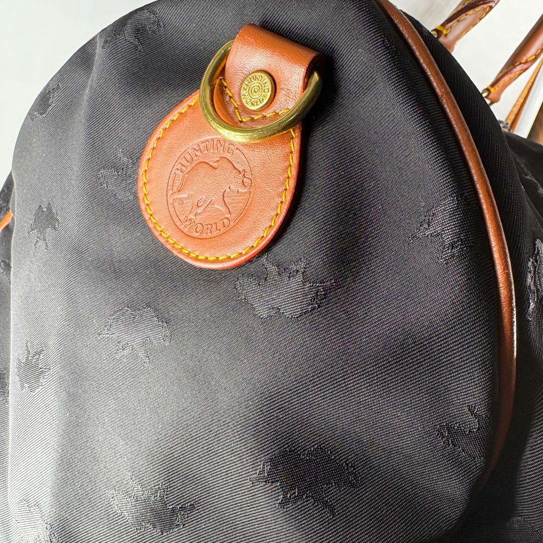 ✨美品✨ハンティングワールド ボストンバッグ ナイロン×レザー ブラック