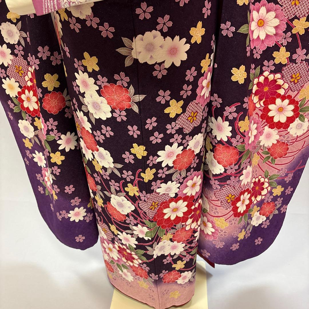 紫ラメグラデーション　振袖フルセット