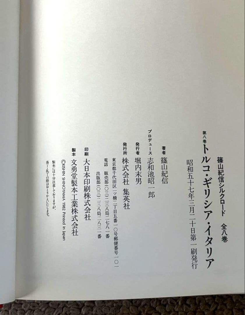 【写真集】　篠山紀信　シルクロード　全8巻セット　集英社