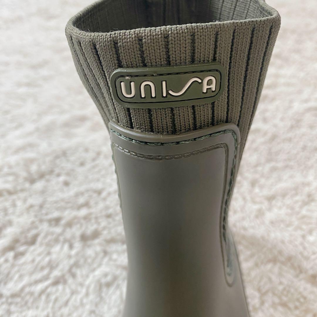 【美品】ウニサUNISA レインブーツ　カーキ　サイズ37（23.5〜24）