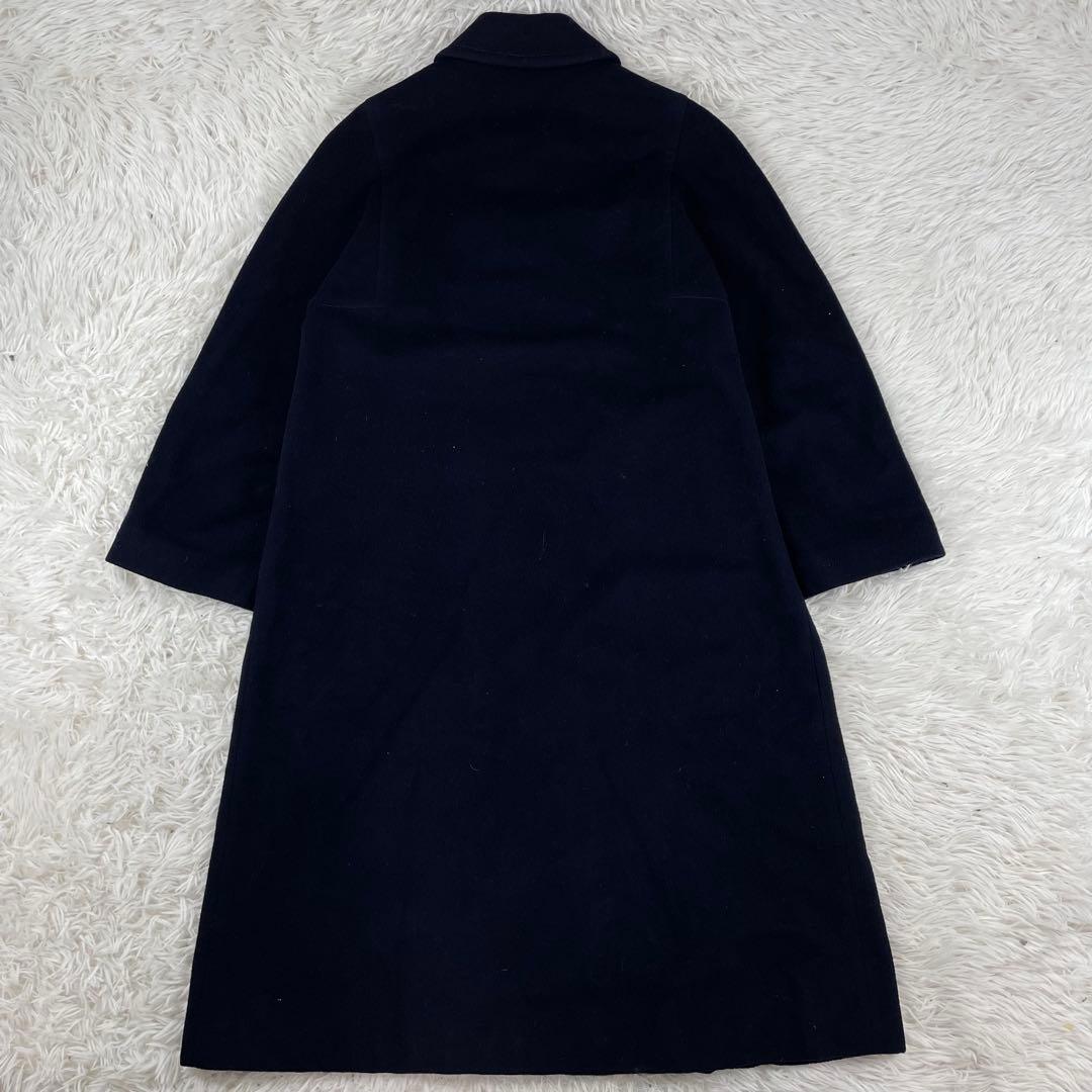 最高級HERNO シルク×カシミヤ混　ロングコート　バロック柄　M ネイビー