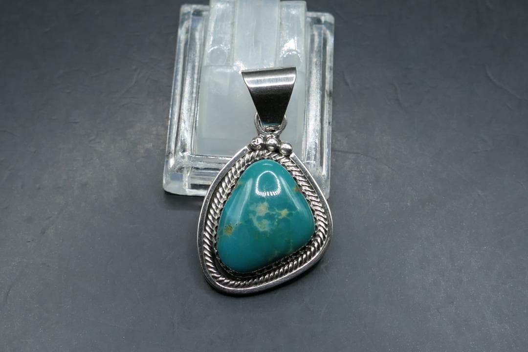 美品　ナバホ　グリーンターコイズ　ネックレス　トップ　sterling製