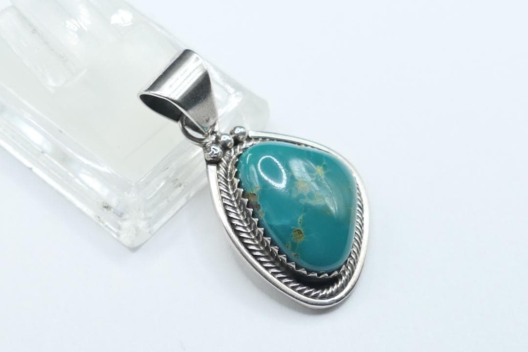 美品　ナバホ　グリーンターコイズ　ネックレス　トップ　sterling製