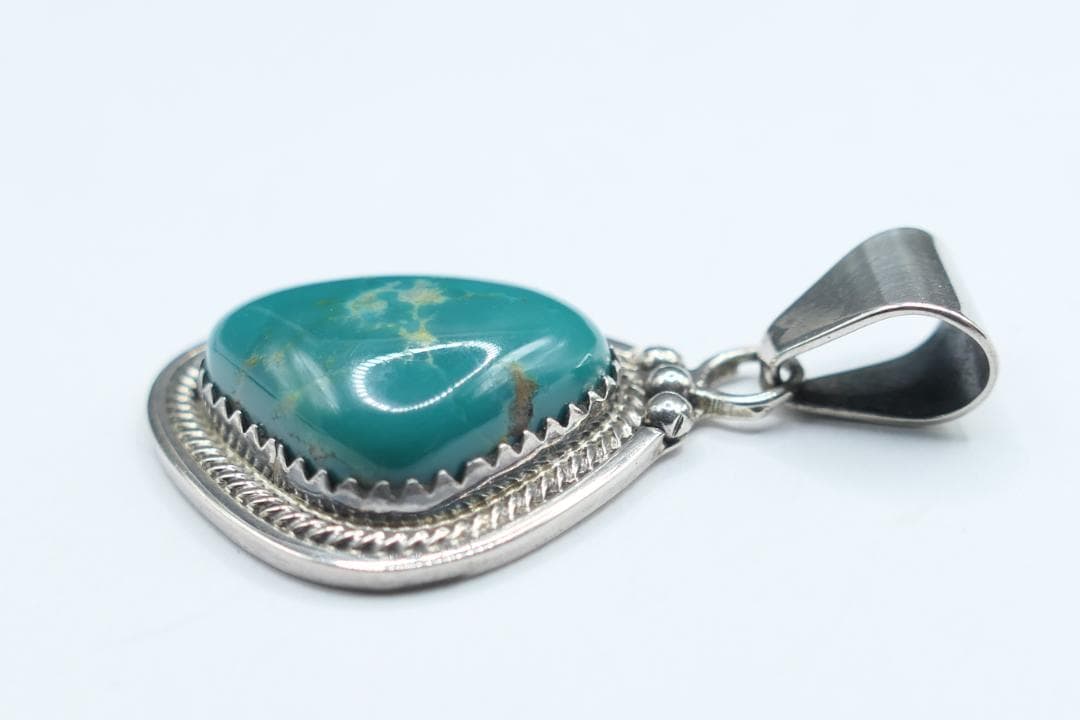 美品　ナバホ　グリーンターコイズ　ネックレス　トップ　sterling製