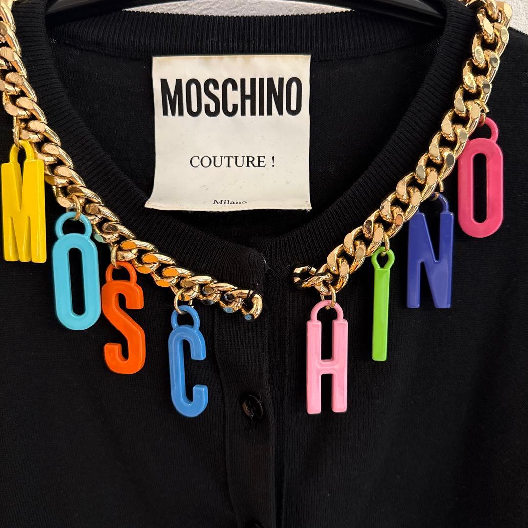 MOSCHINO ブラック カーディガン ネックレス付き