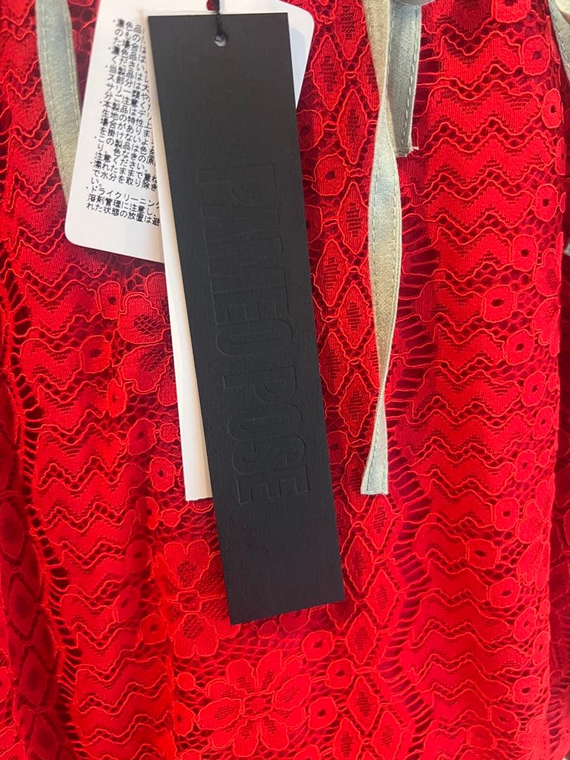 新品タグ付【PAMEO POSE】チャイナ風レースマキシドレス 赤 M
