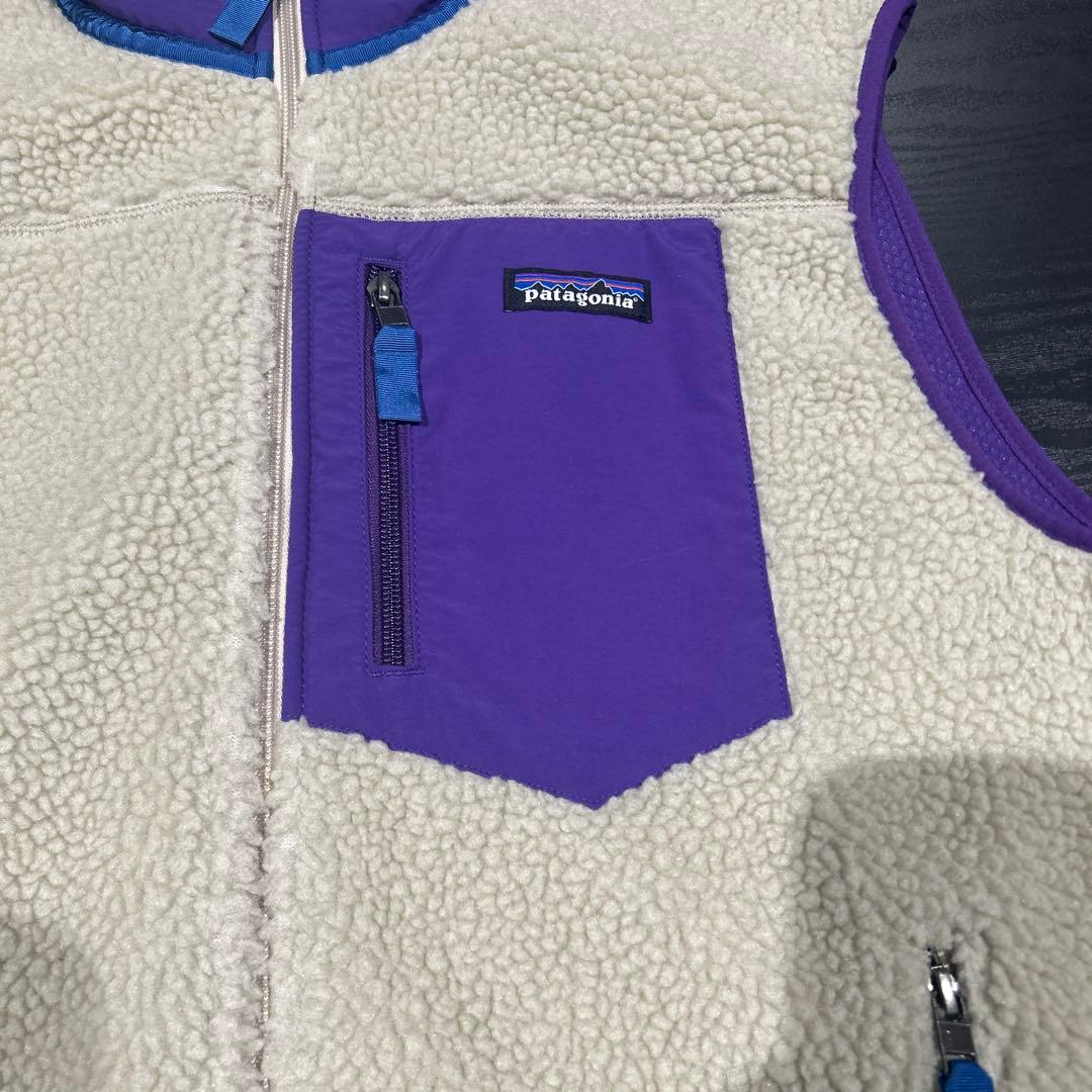 patagonia パタゴニア フリースベスト クリーム・紫