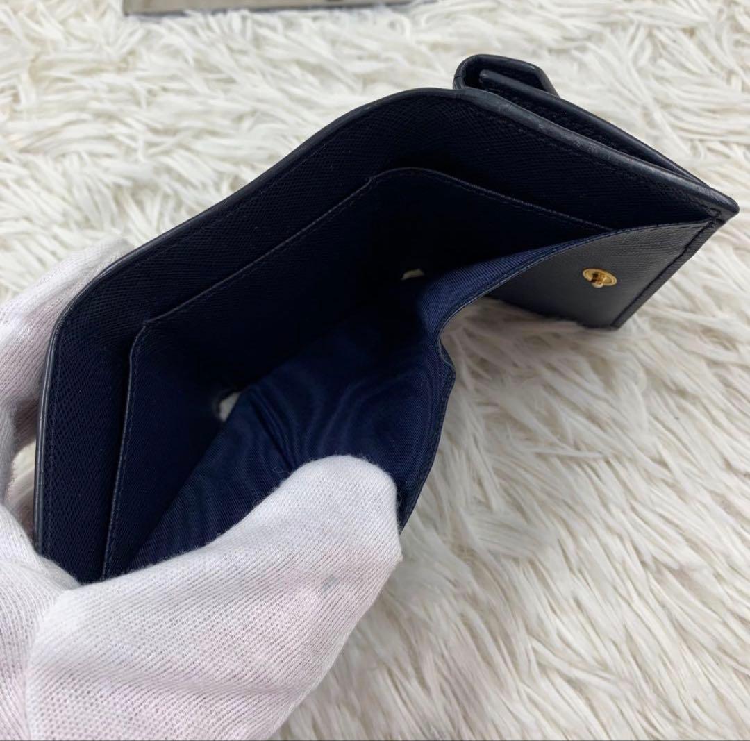 PRADA ネイビー 三つ折り財布