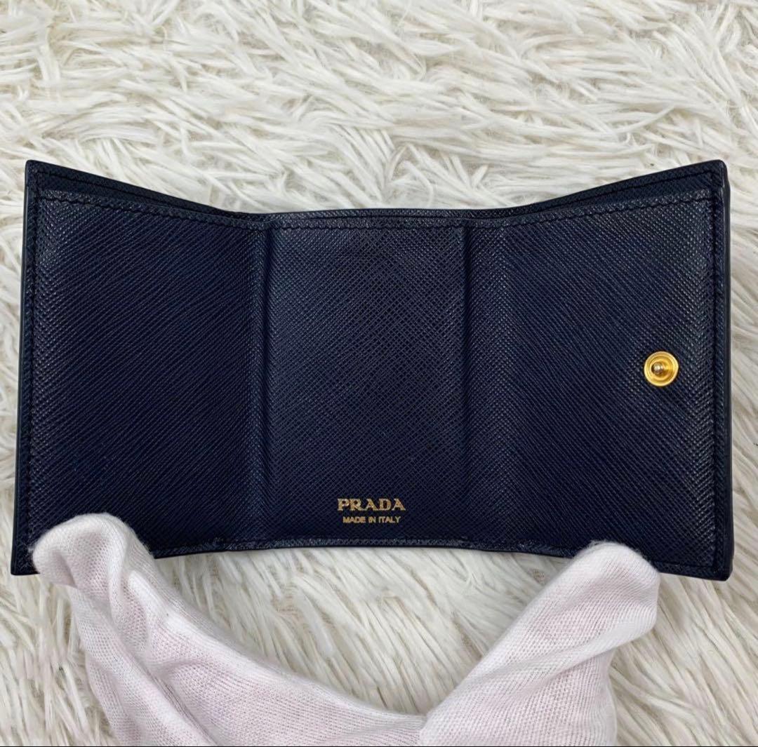 PRADA ネイビー 三つ折り財布