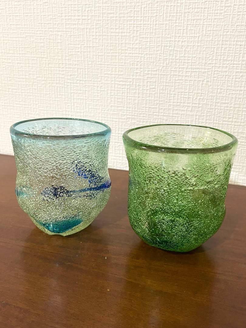 【２客】稲盛盛吉 琉球ガラス ロックグラス 沖縄 ハンドメイド 大きめのグラス