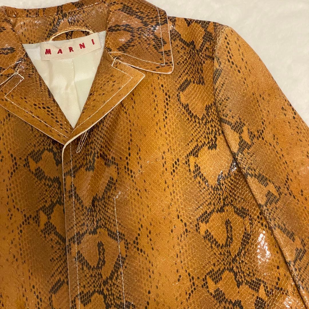 MARNI マルニ ラムレザー 羊皮 パイソンプリント アウター ロングコート