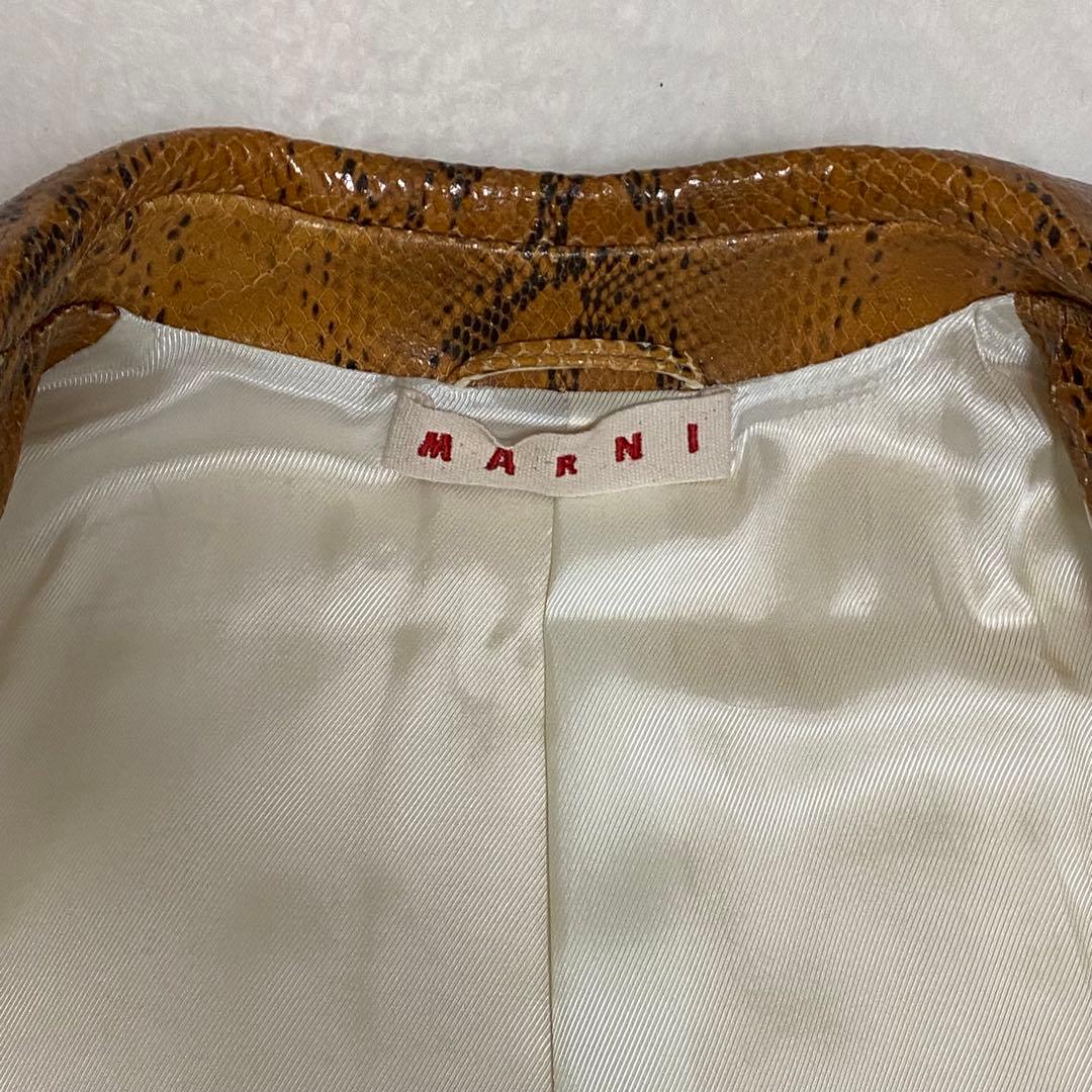 MARNI マルニ ラムレザー 羊皮 パイソンプリント アウター ロングコート