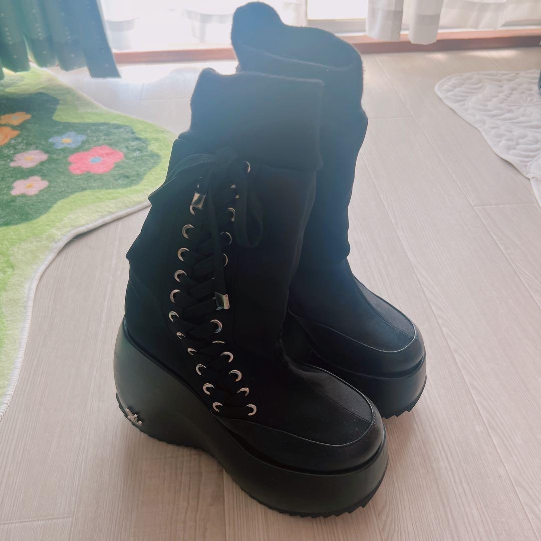 靴 yello NEO BLACK SHORT BOOTS