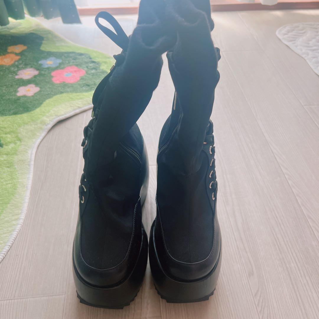 靴 yello NEO BLACK SHORT BOOTS