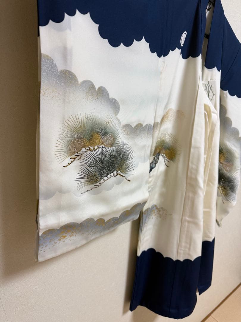 [高級品] 日本製　鷹模様の紺色　掛け着