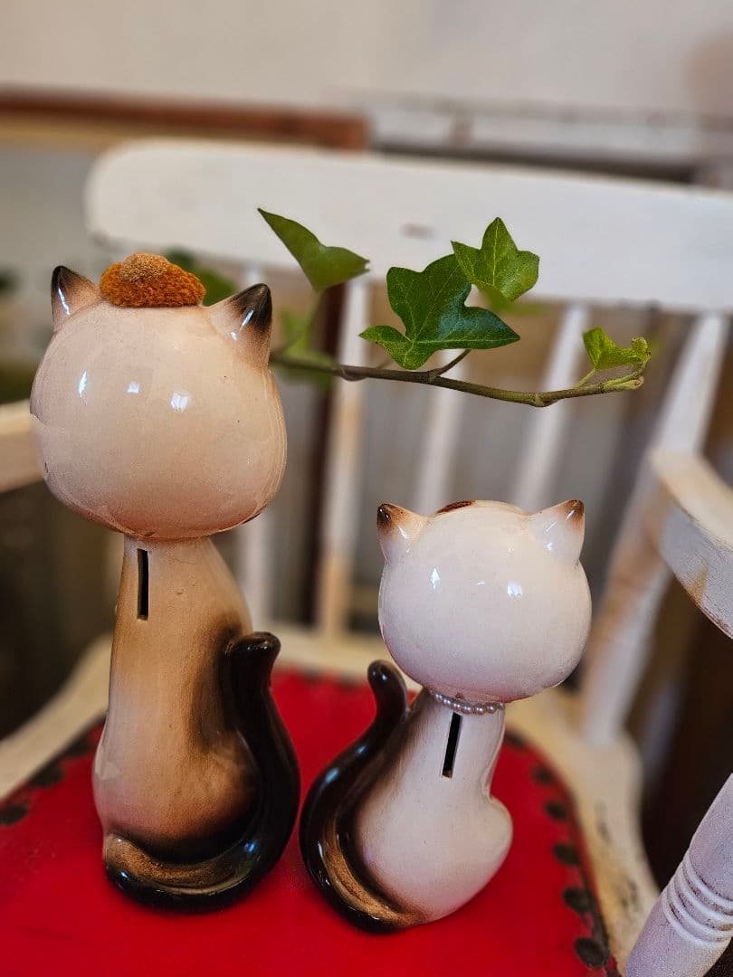 希少　当時物　内藤ルネ？　ねこ 置物　貯金箱　昭和レトロ