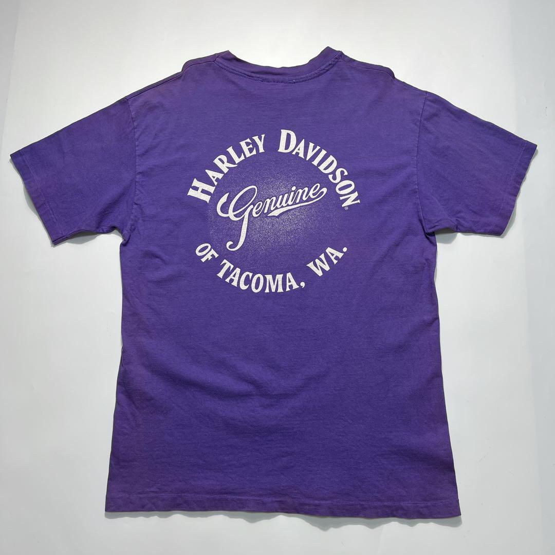 90s ハーレーダビットソン ビンテージTシャツ L相当 紫 ネイティブ6924