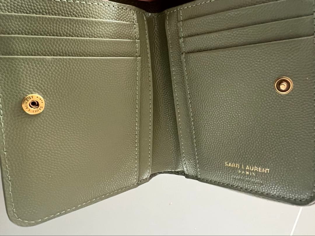 SAINT LAURENT 二つ折り財布 オリーブグリーン