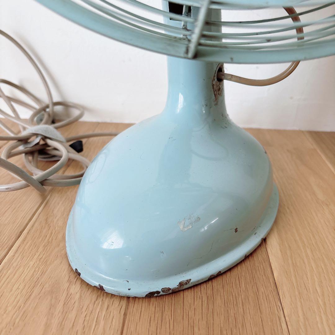 昭和レトロ　ナショナル　扇風機　鉄扇風機　水色