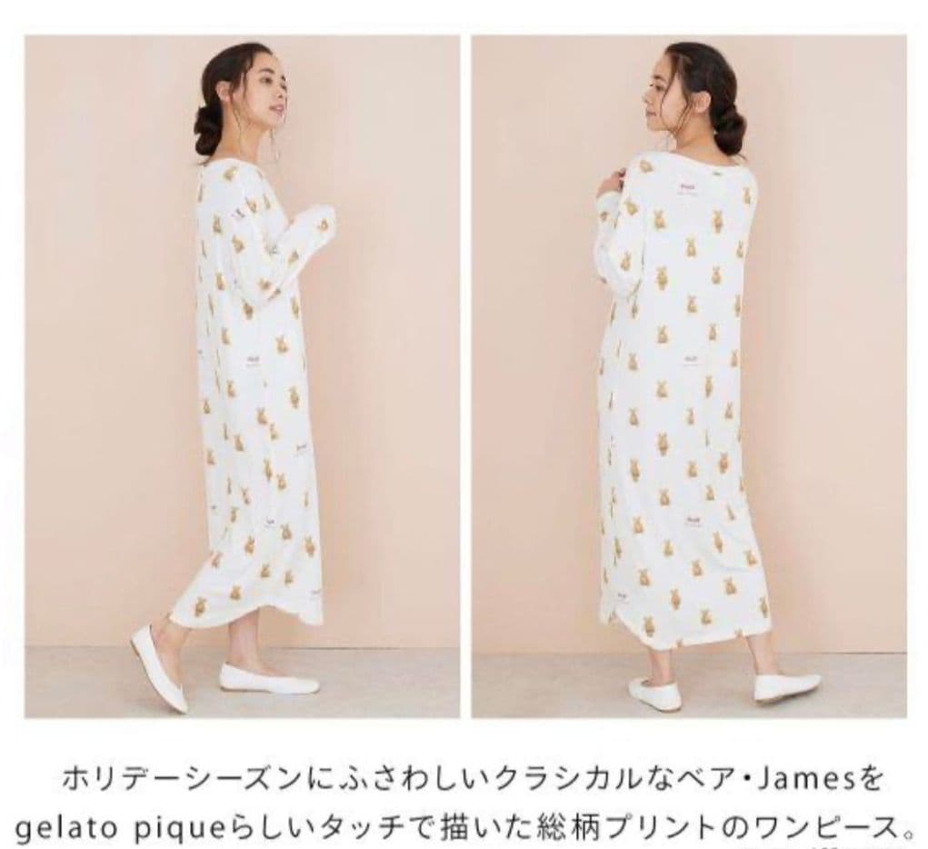 新品未使用＊ジェラートピケ・James柄ワンピース (値札付）定価8910円