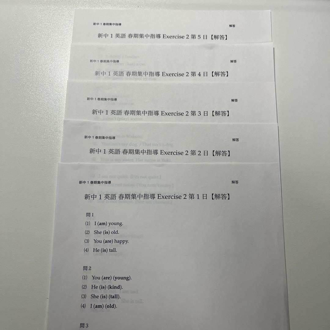 鉄緑会　新中1 英語テキスト・宿題プリント・復習テスト・授業プリント