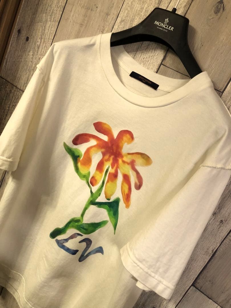 希少 ヴィトン 本物 新作 フラワー プリンテッド ロゴ Tシャツ BTS L
