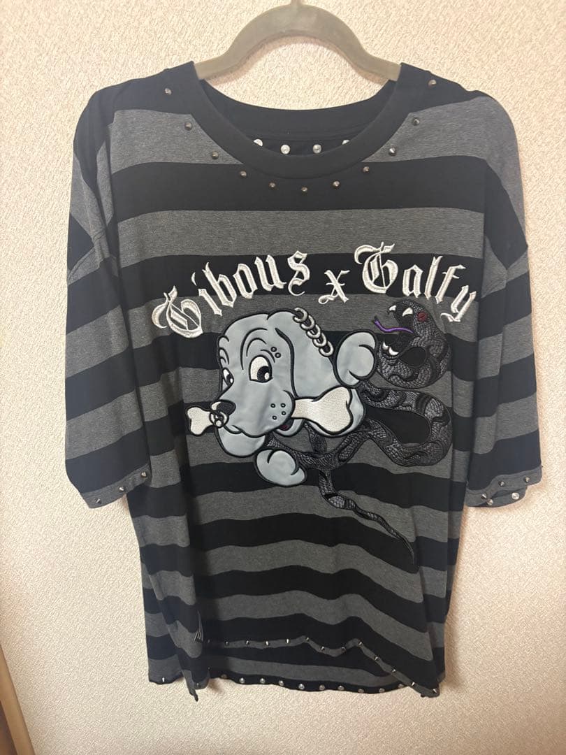 GIBOUS GALFY Tシャツ ボーダー スタッズ
