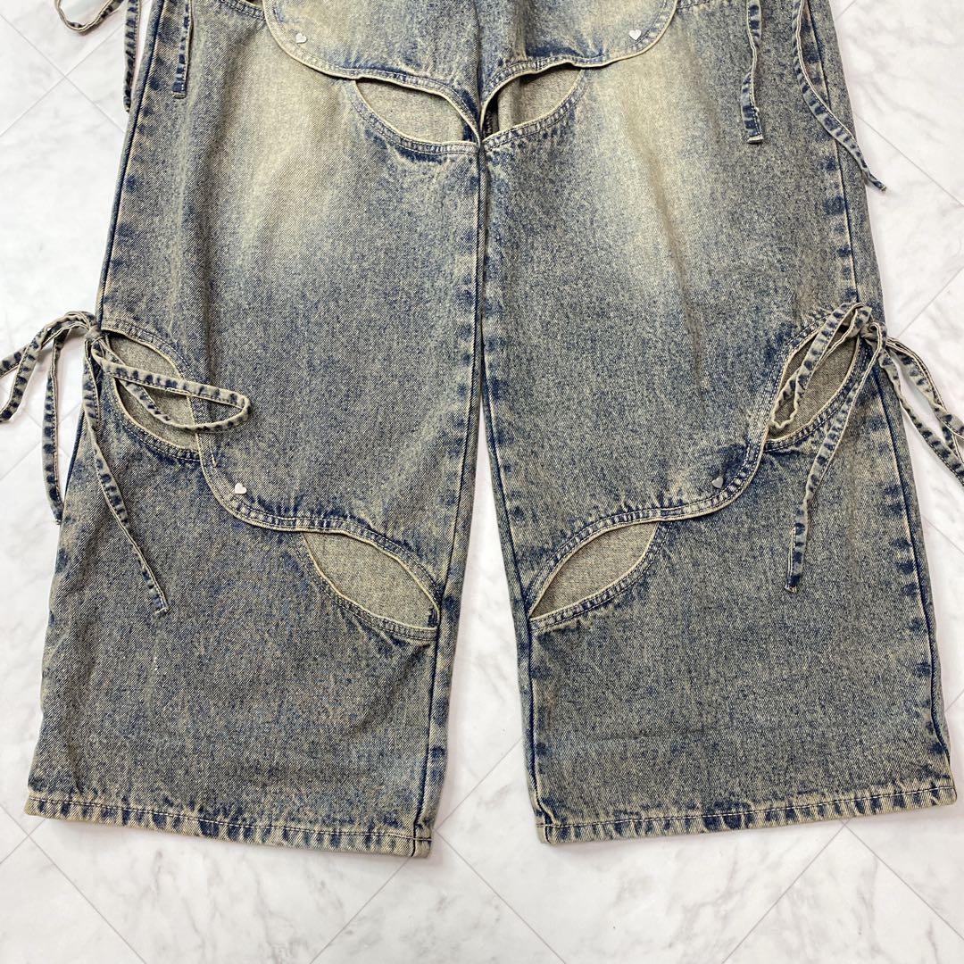 美品✨EMODA カットアウトルーズジーンズ　S リボン