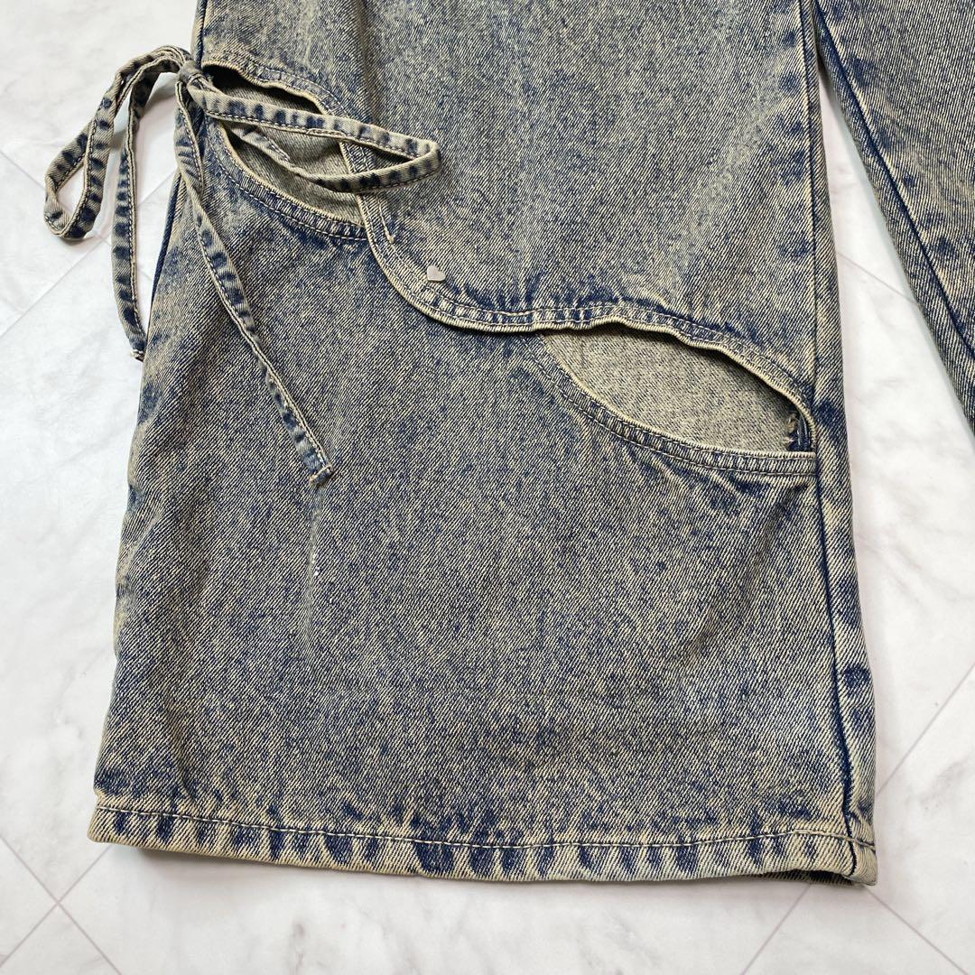 美品✨EMODA カットアウトルーズジーンズ　S リボン