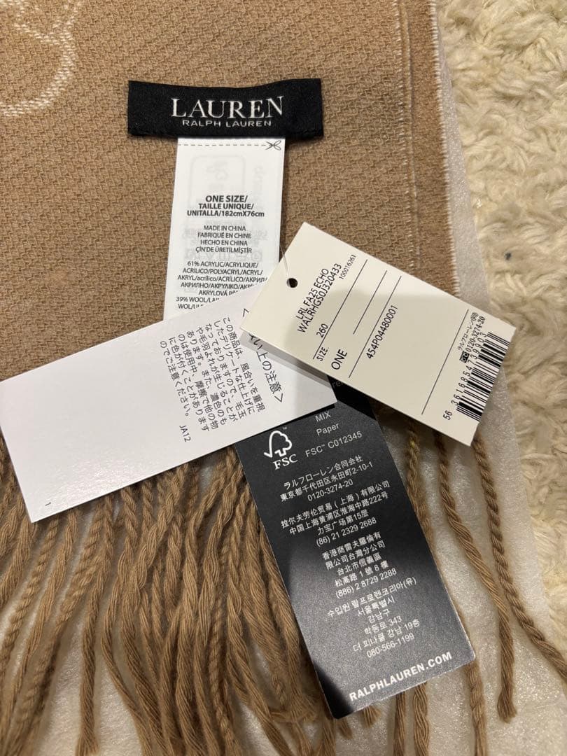 LAUREN RALPH LAUREN ベージュ マフラー