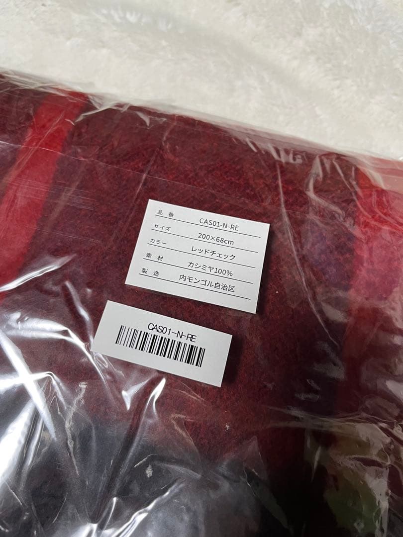 【新品未使用】arcadiarcaレッドチェック マフラー カシミヤ100%