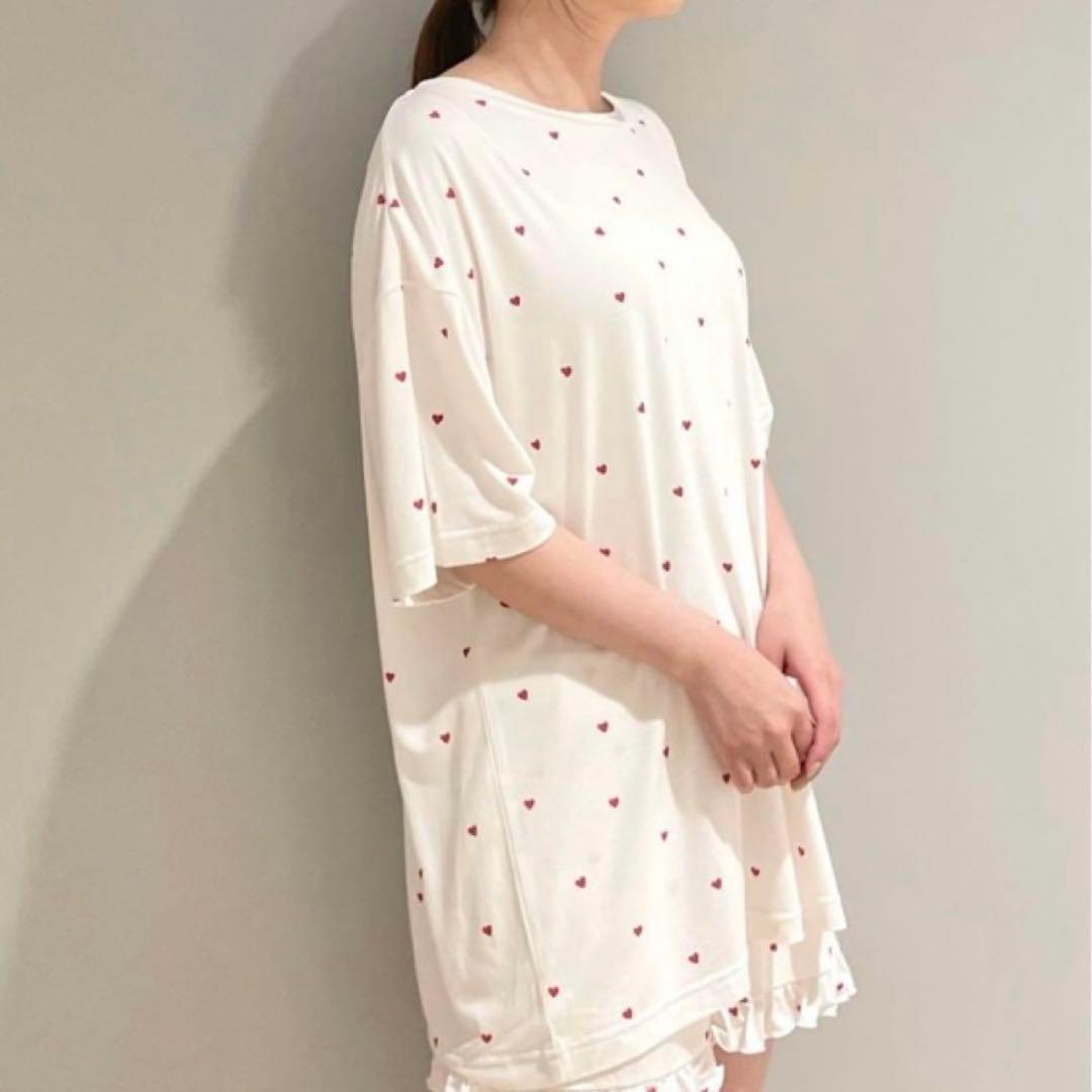 ハート柄BIGTシャツ& ハート柄フリルショートパンツ