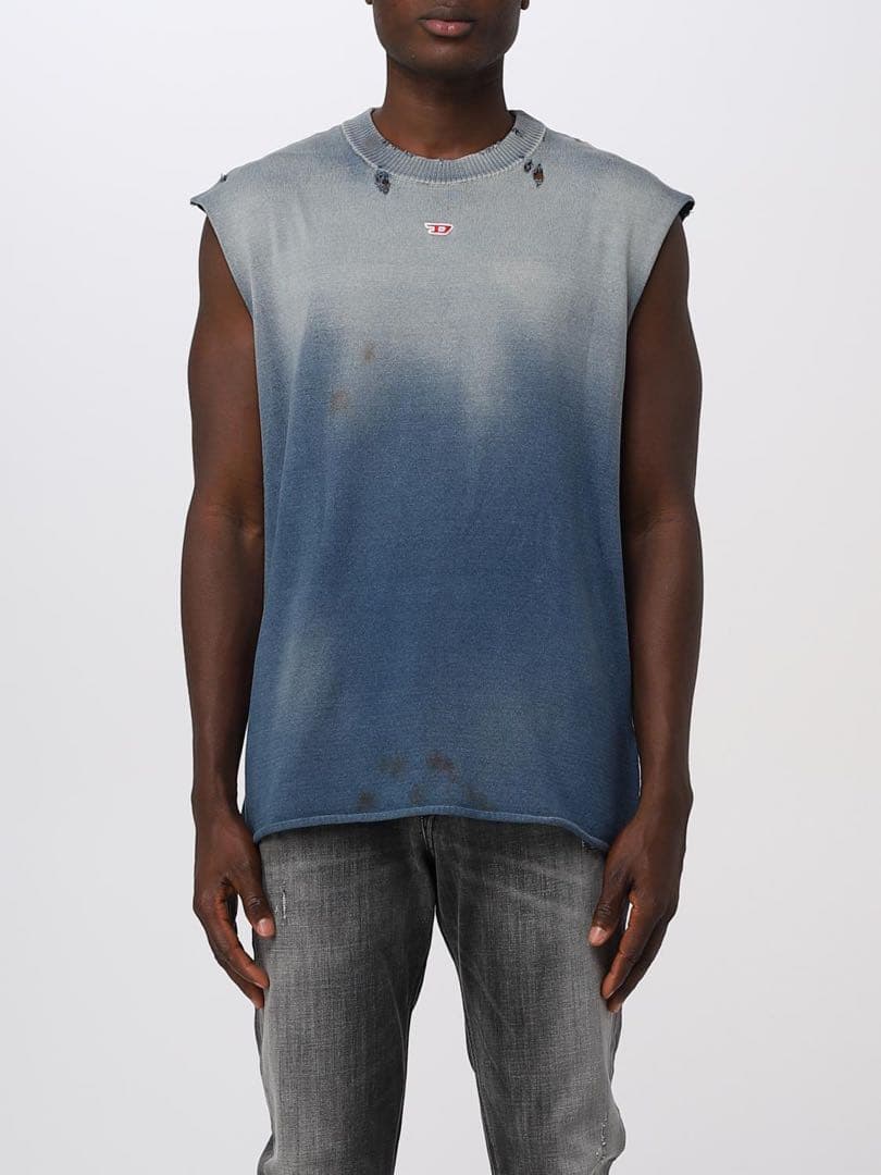 DIESEL Men's Sleeveless Knit タンクトップ ダメージ