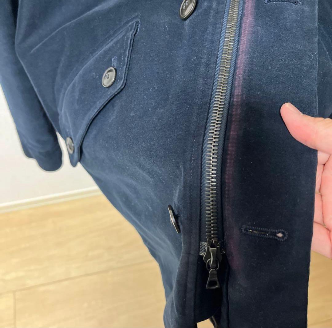 A.P.C. ネイビー ファー付きモッズコート
