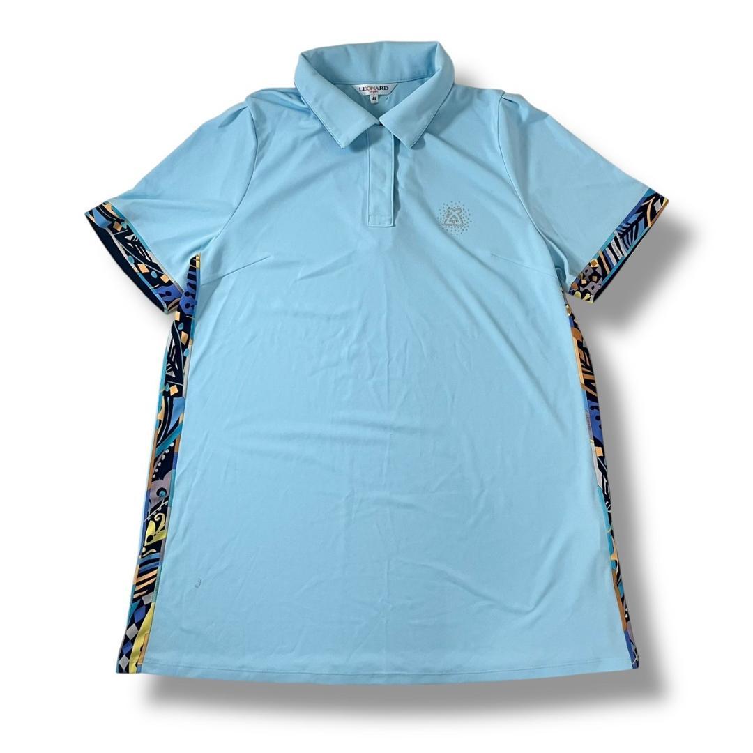 美品 LEONARD SPORT ポロシャツ ラインストーン 水色 44